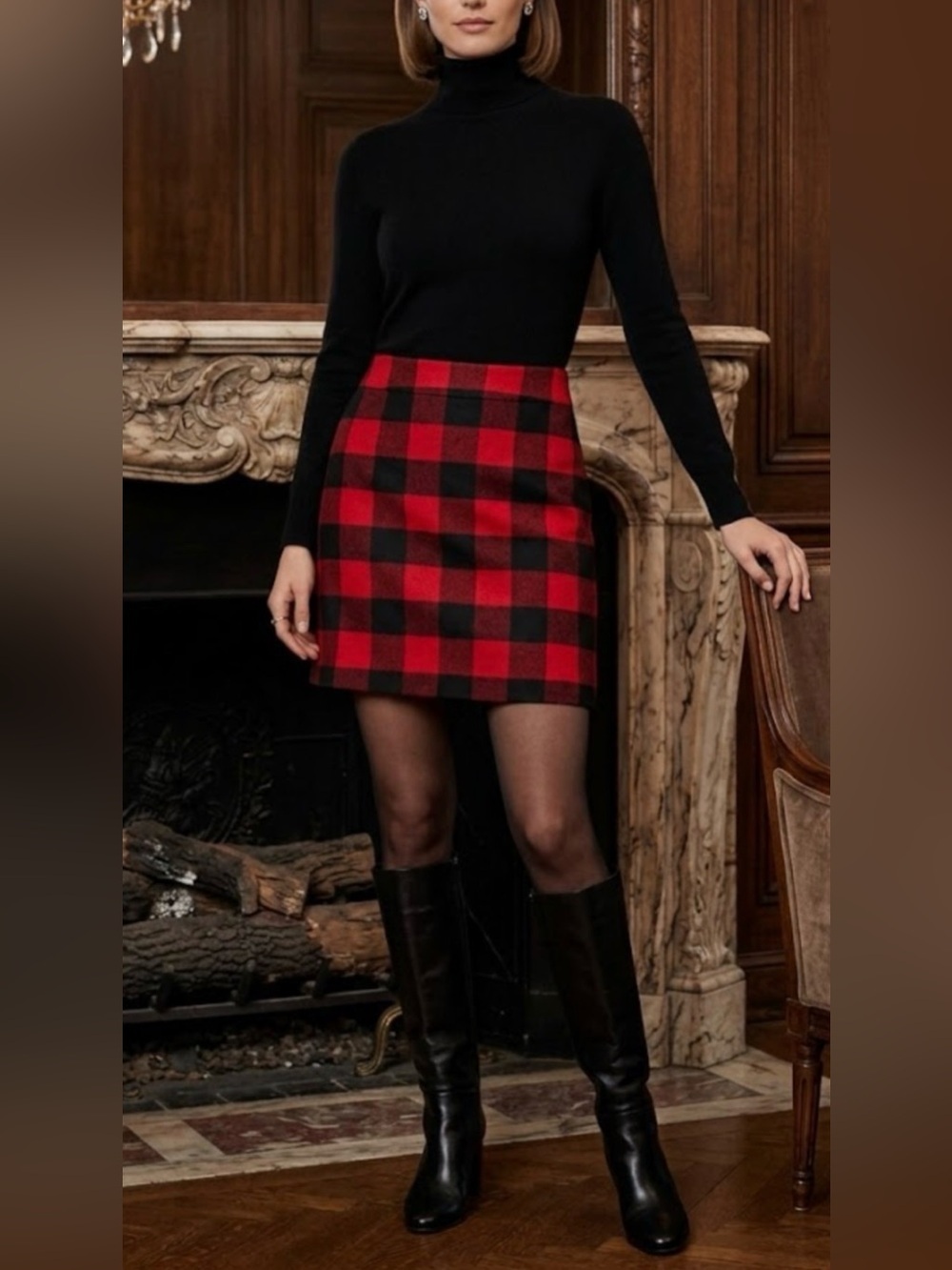 J. Crew Red and Black Buffalo Plaid Mini Skirt